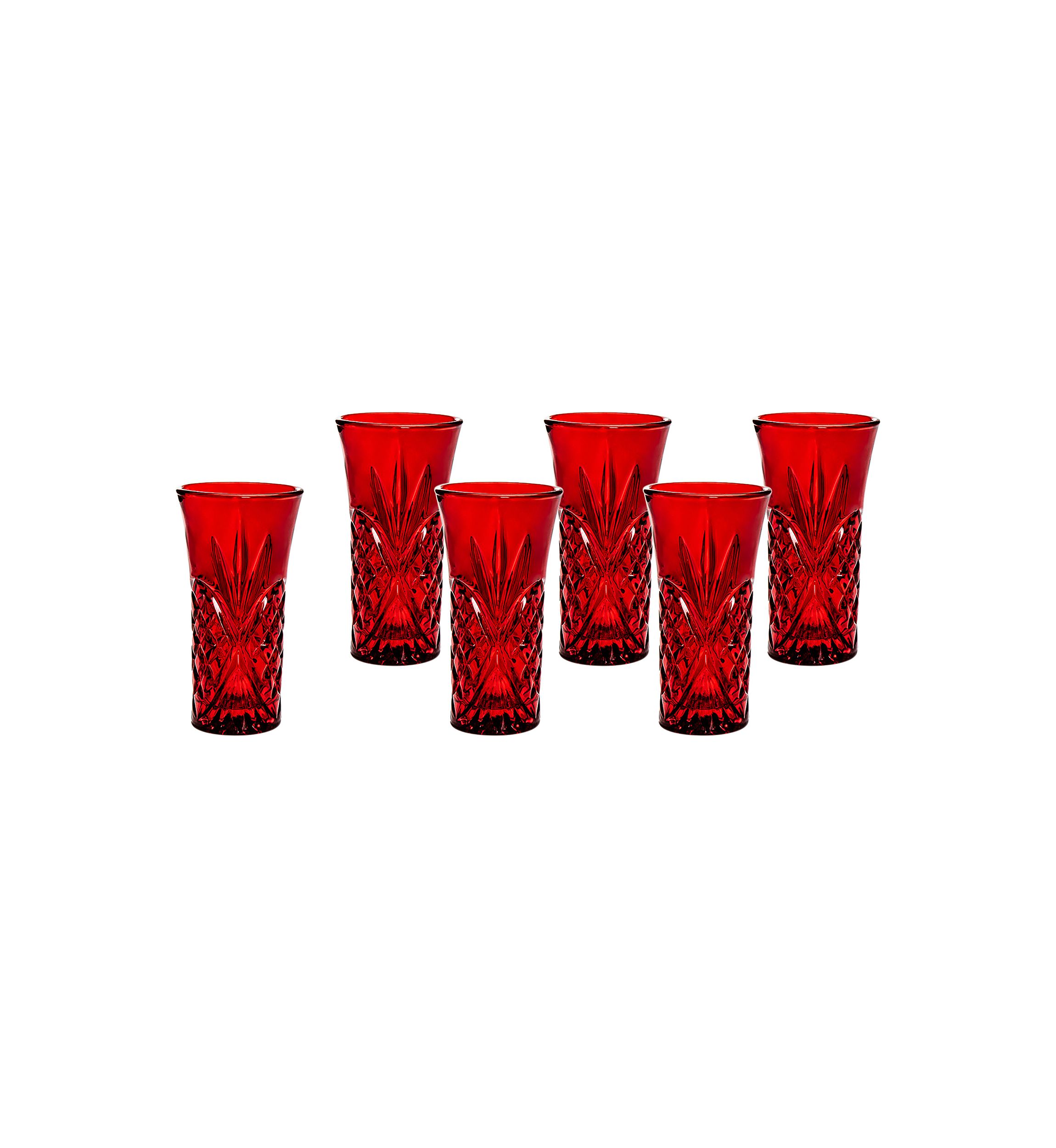 Dublin Red Crystal Shot Glasses - Set of 6