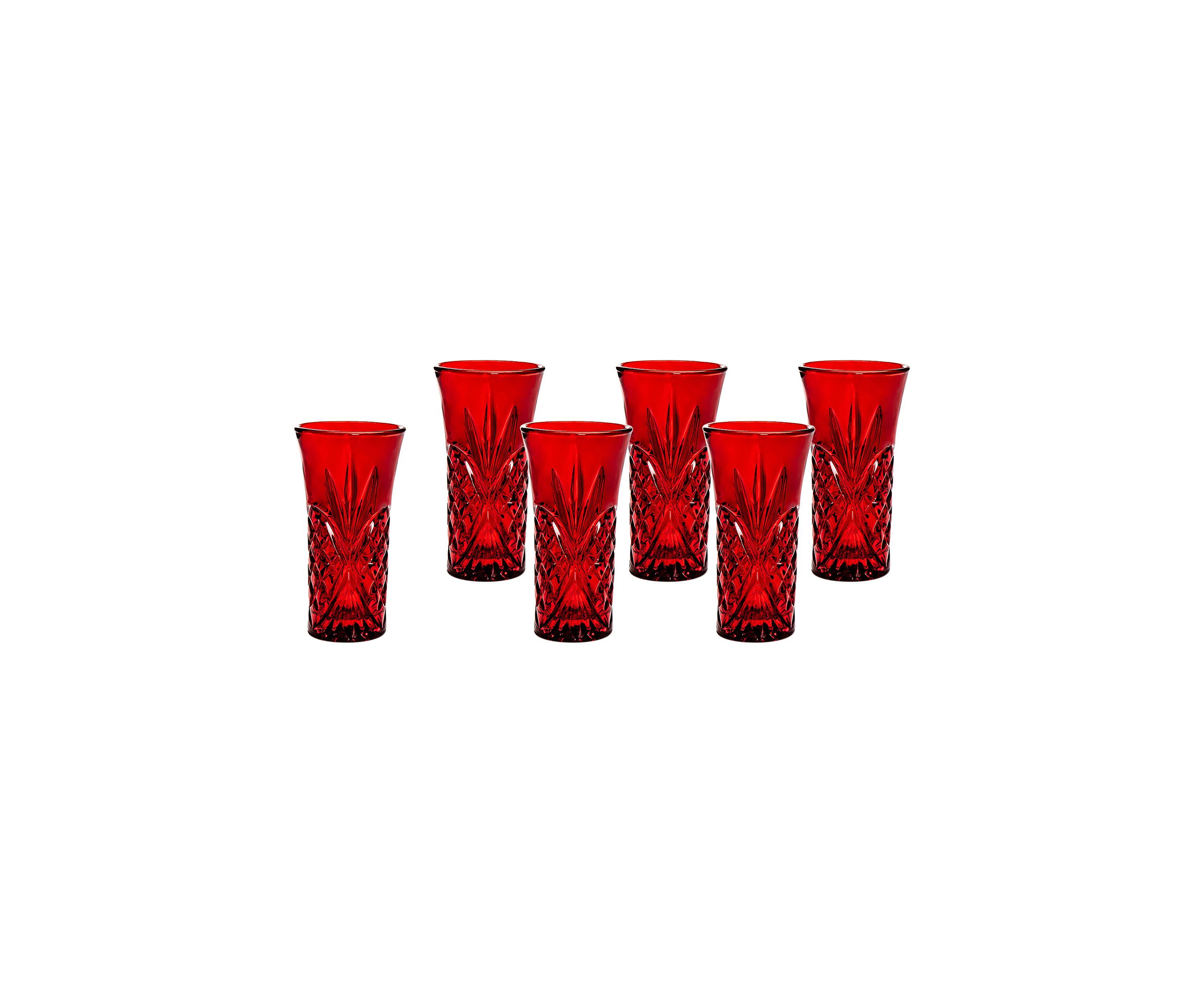 Dublin Red Crystal Shot Glasses - Set of 6