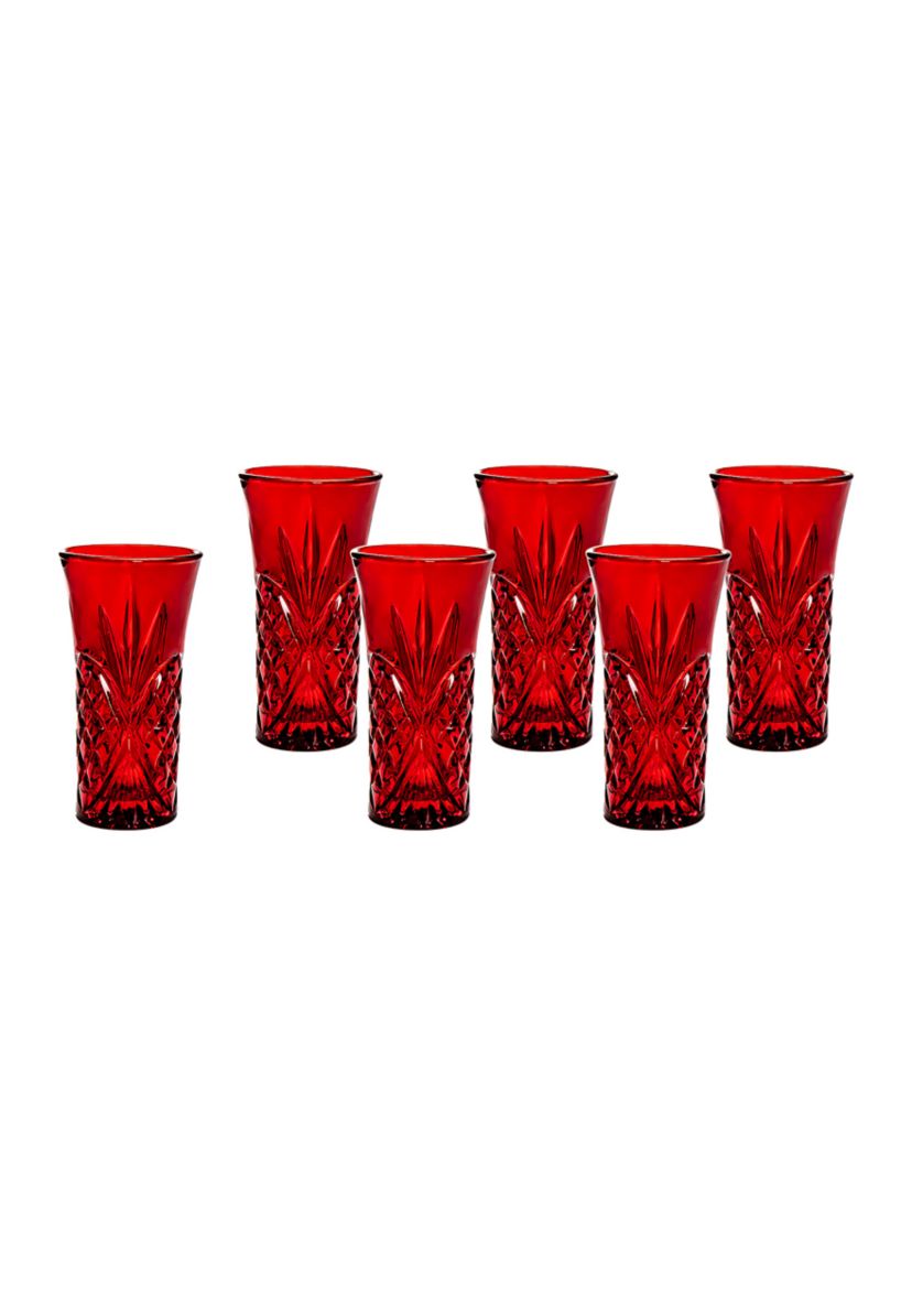 Dublin Red Crystal Shot Glasses - Set of 6