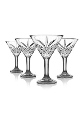 set of 4 Godinger crystal Martini glasses NWOB, 6 3/4” tall., 5”wide  REDUCED 15%