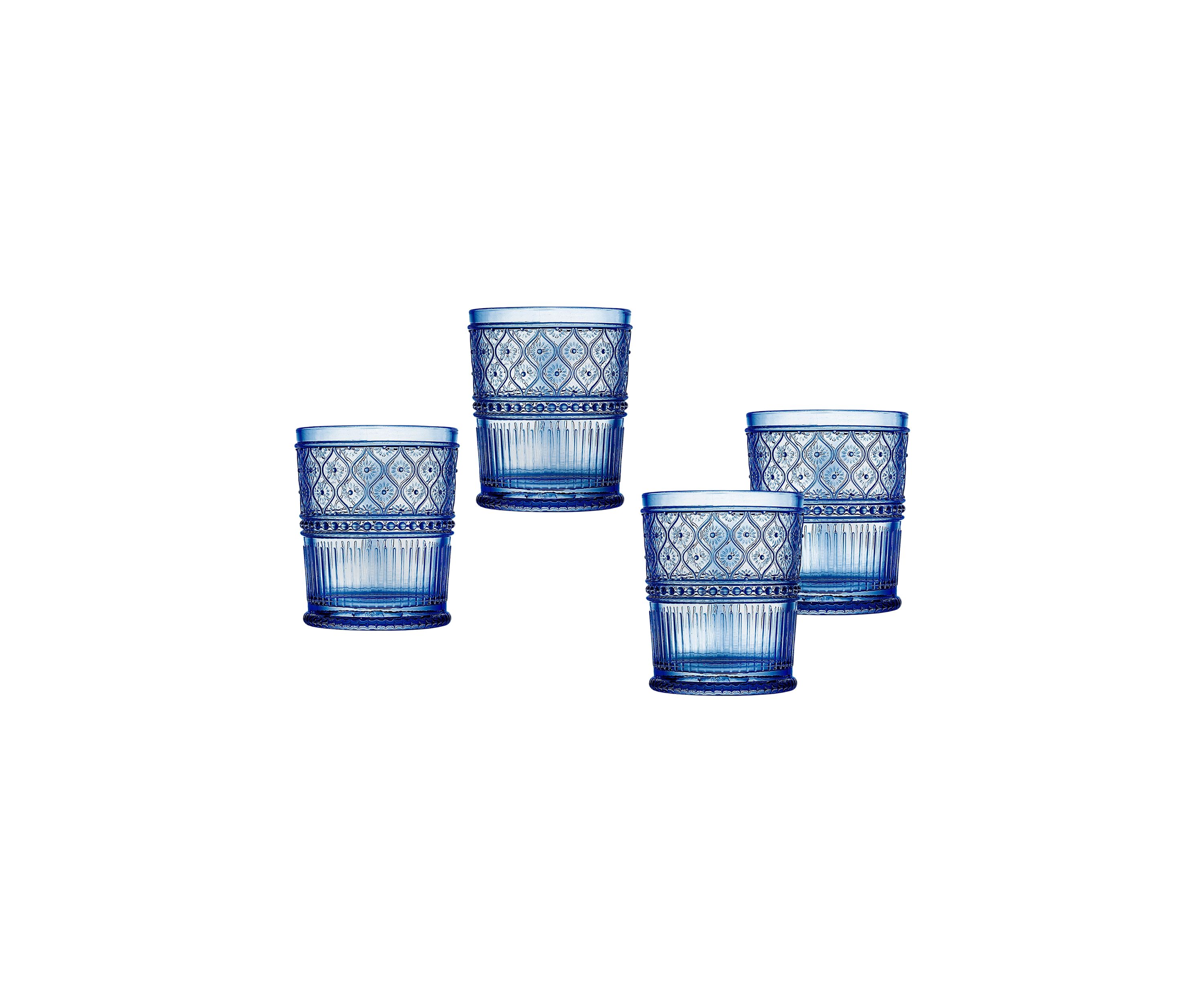 Blue Claro Set of 4 Double Old Fashioned Glasses