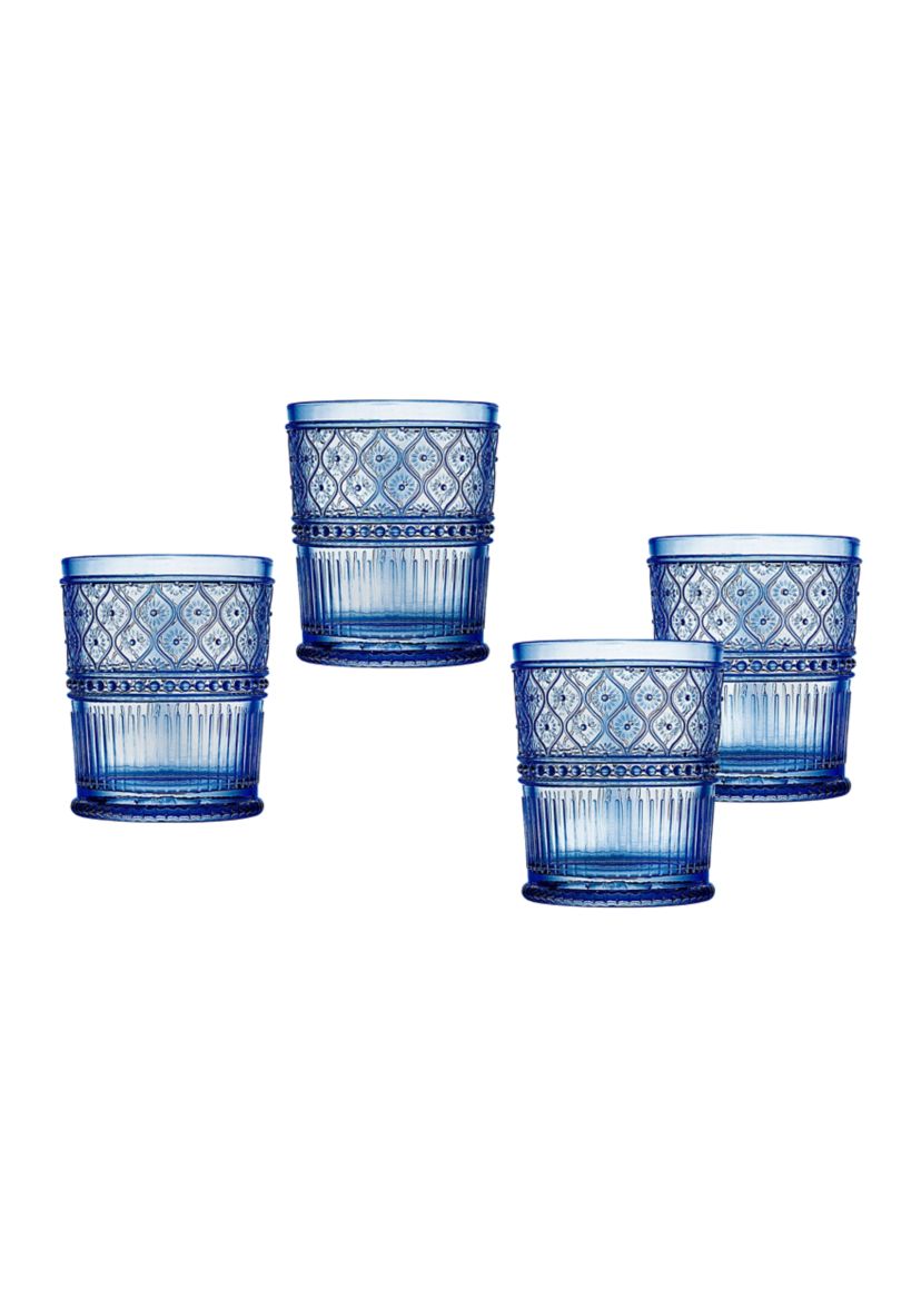 Blue Claro Set of 4 Double Old Fashioned Glasses