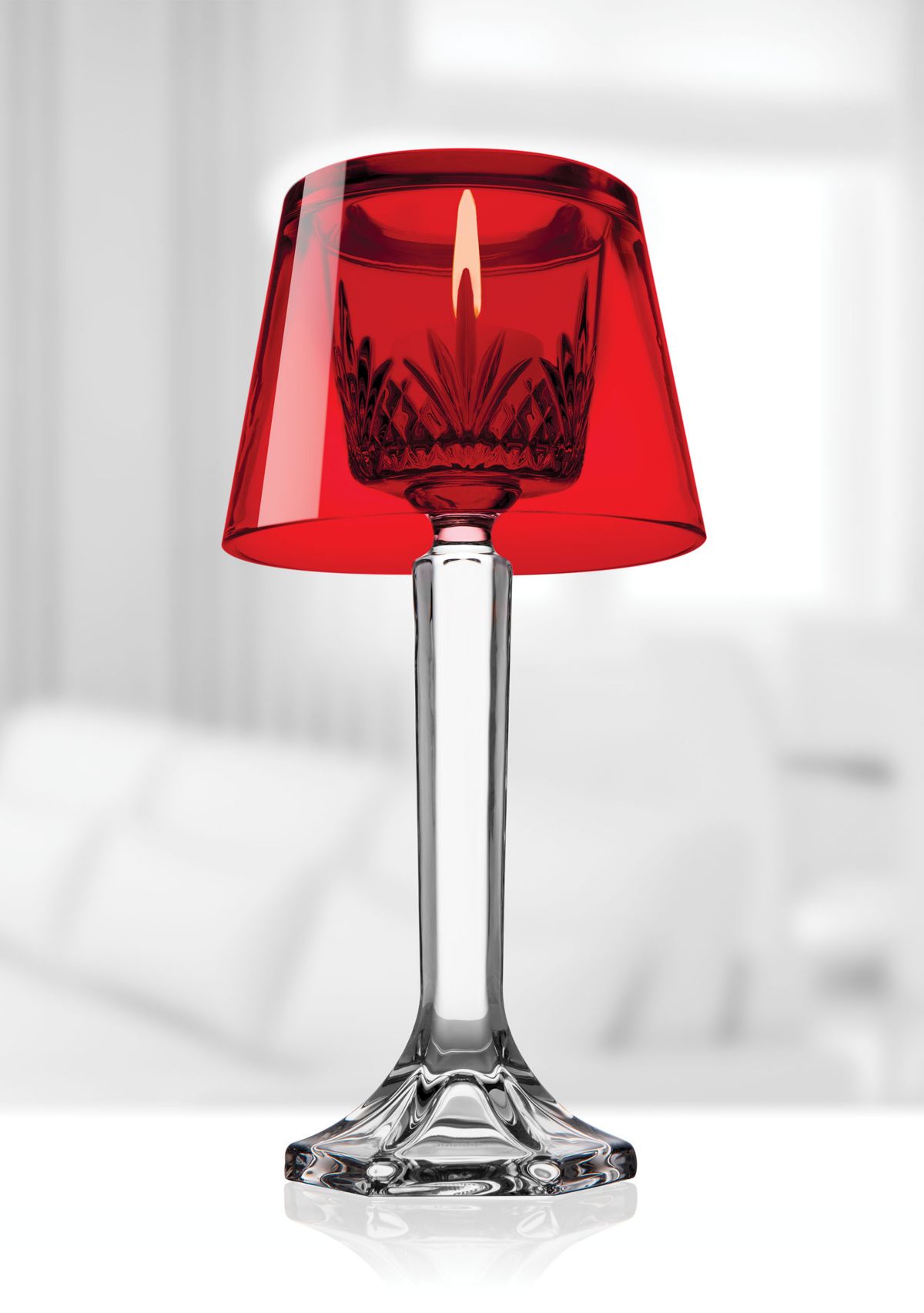 Dublin Crystal Candy Lamp With Red Crystal Shade