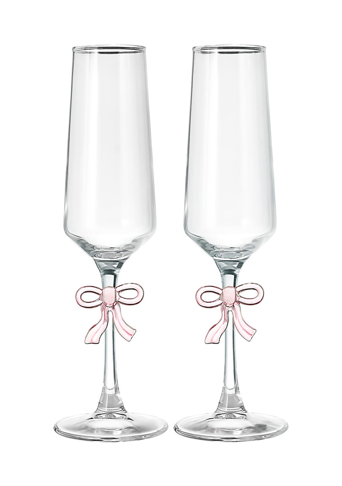 Pink Bow Flute Glasses - Set of 2