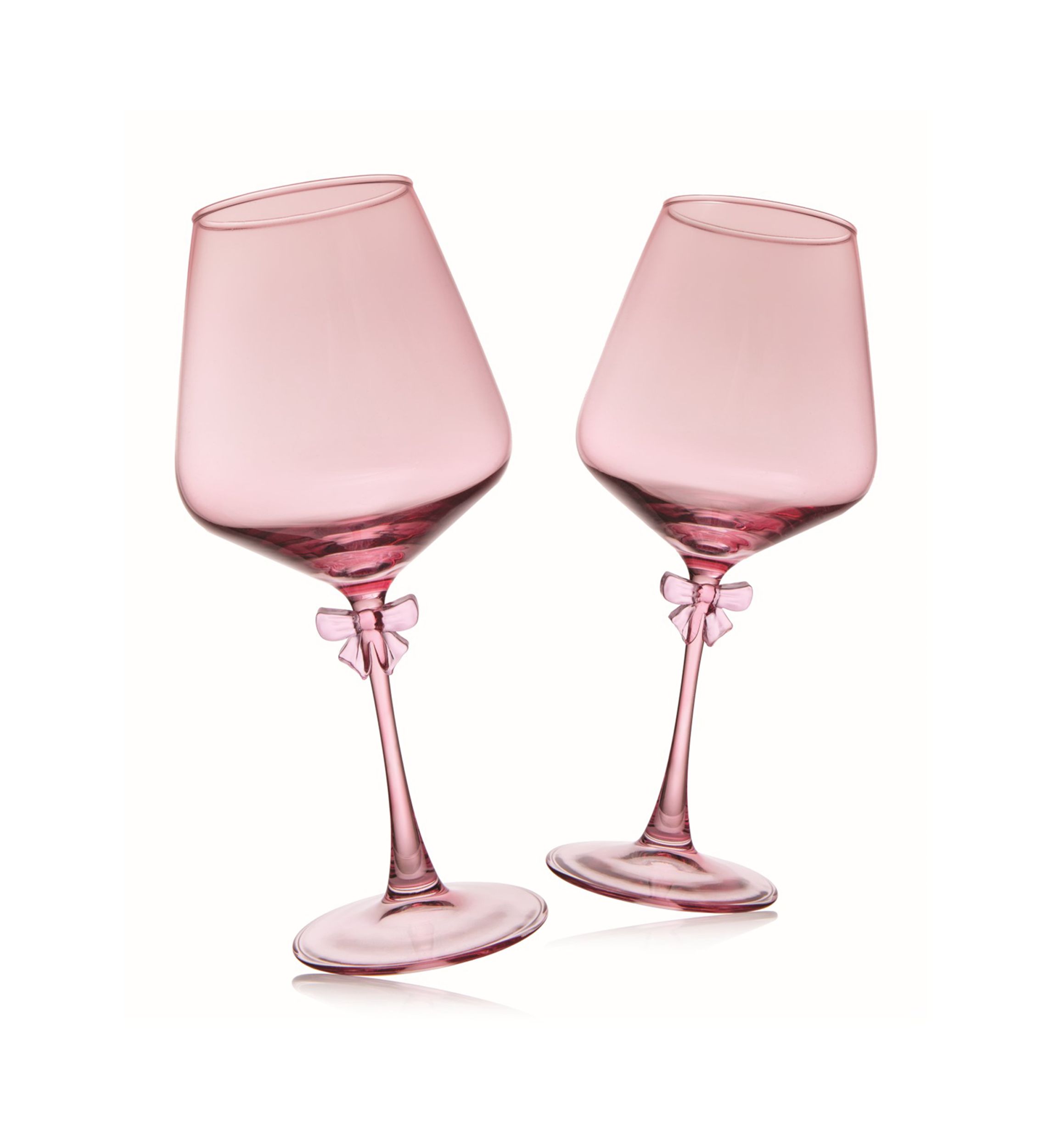 Set of 2 Bow Balloon Wine Glasses