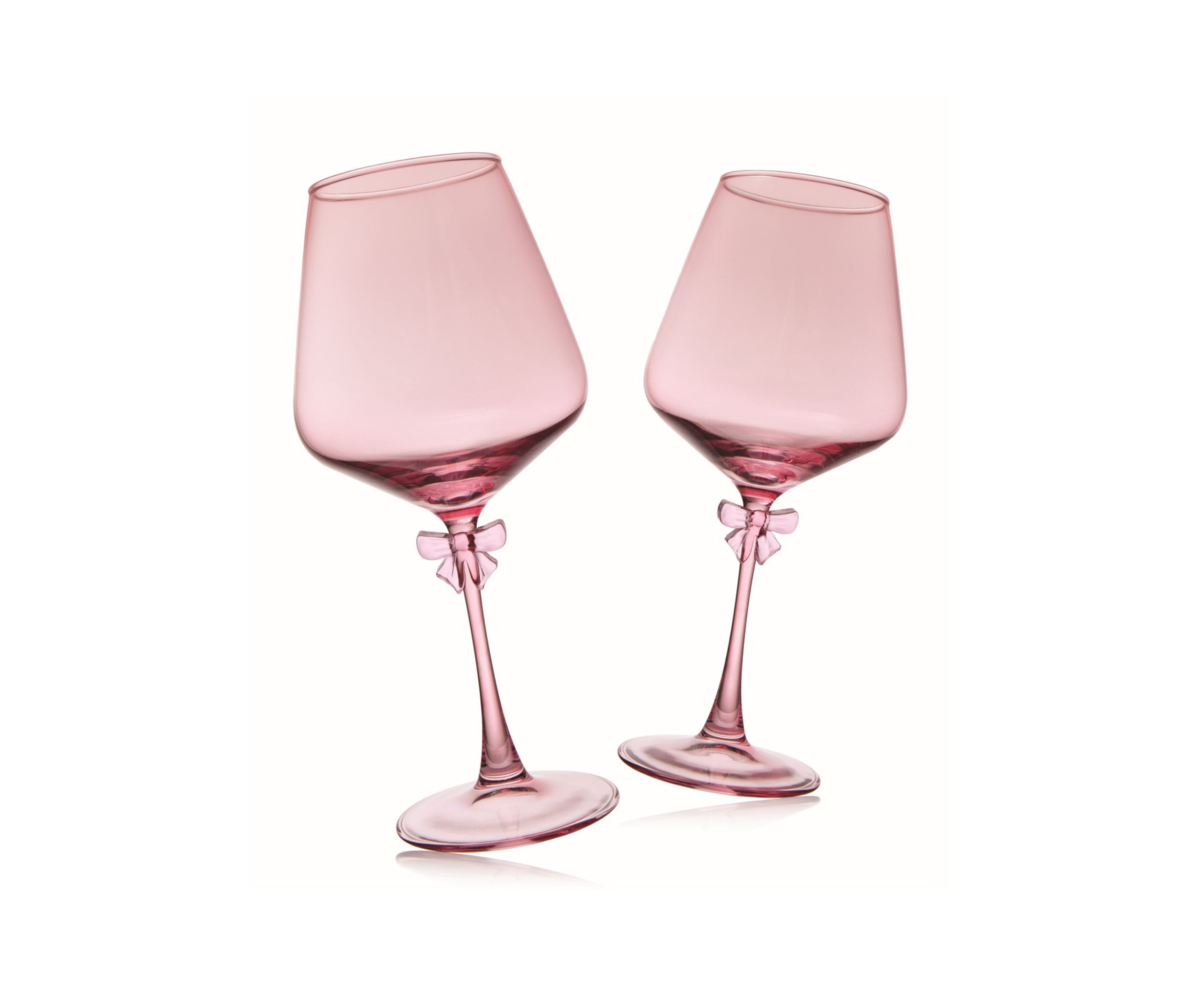 Set of 2 Bow Balloon Wine Glasses