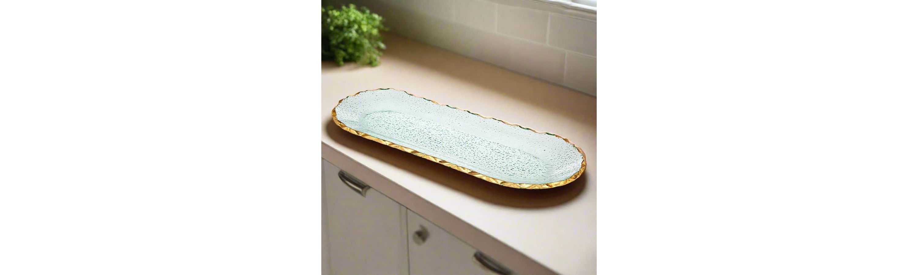 Harper Gold Edge Long Oval Serving Platter