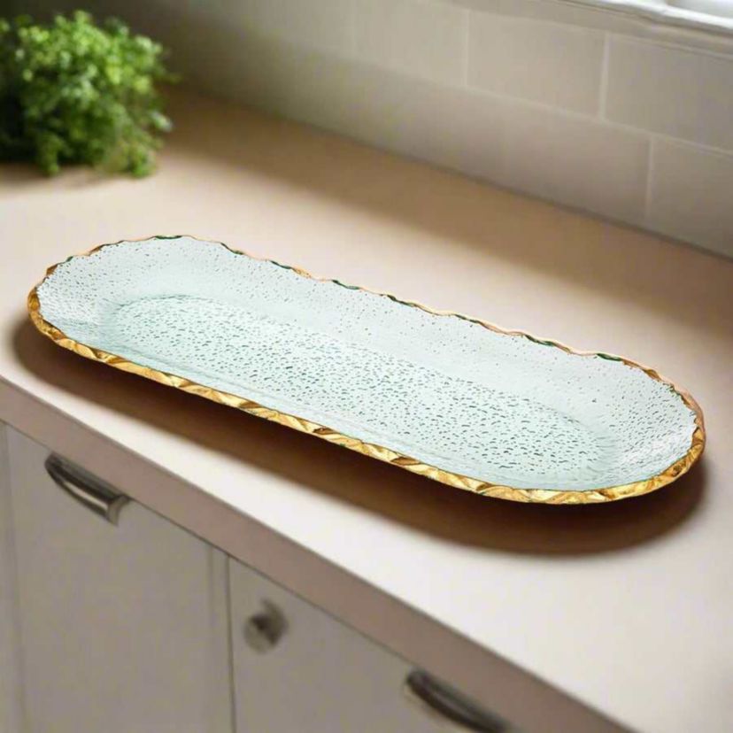Harper Gold Edge Long Oval Serving Platter