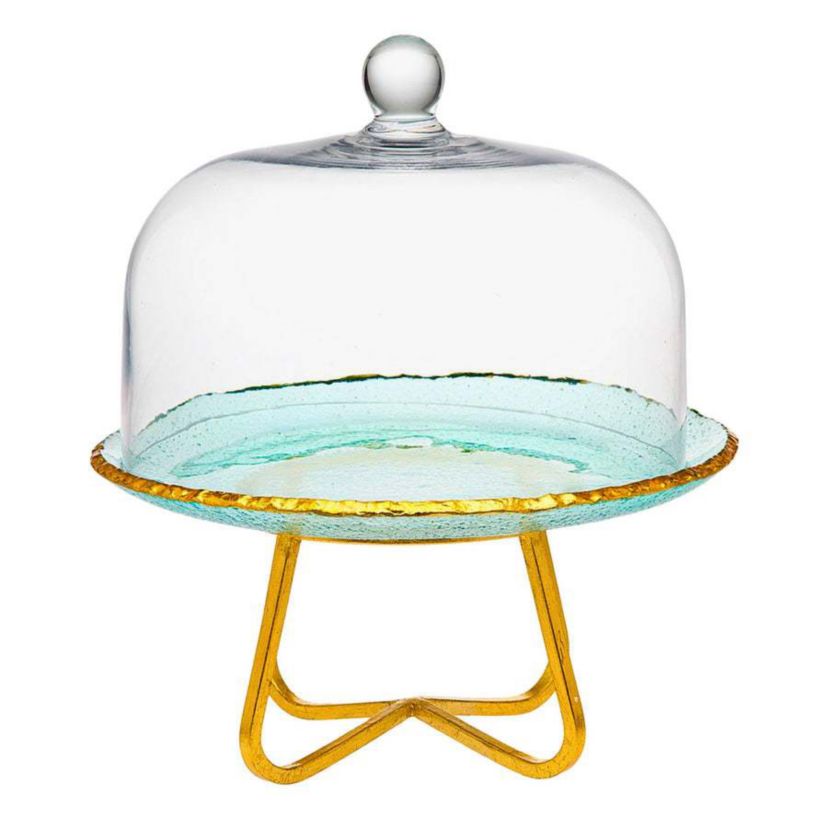 Harper Gold Edge Cake Stand with Dome