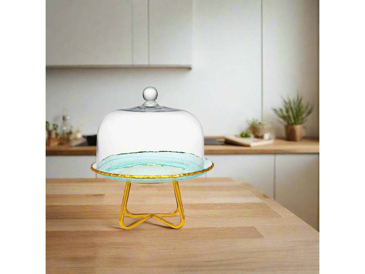 Harper Gold Edge Cake Stand with Dome