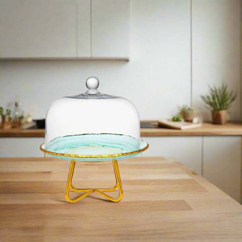 Harper Gold Edge Cake Stand with Dome