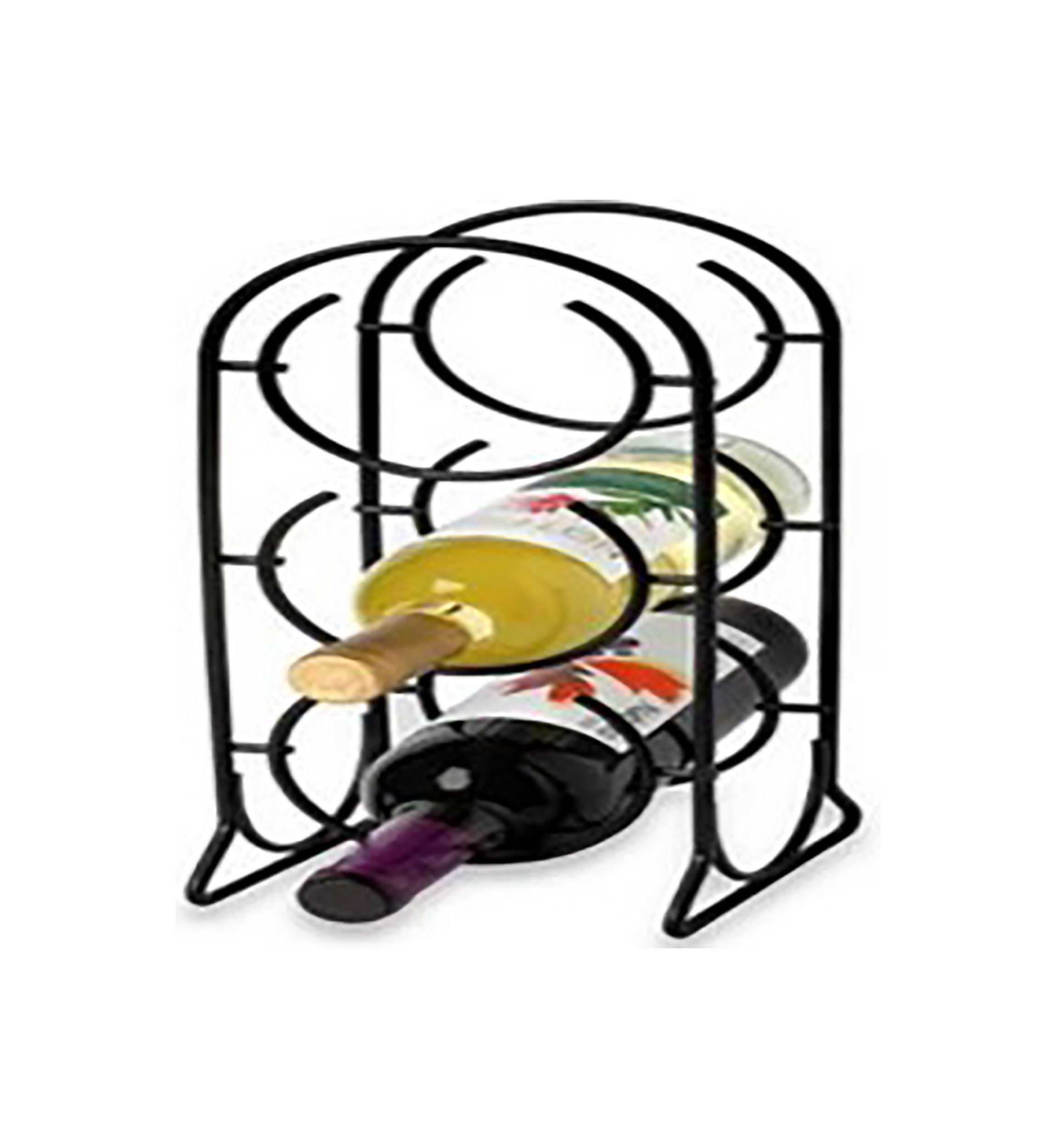 Black Metal 3 Bottle Wine Holder