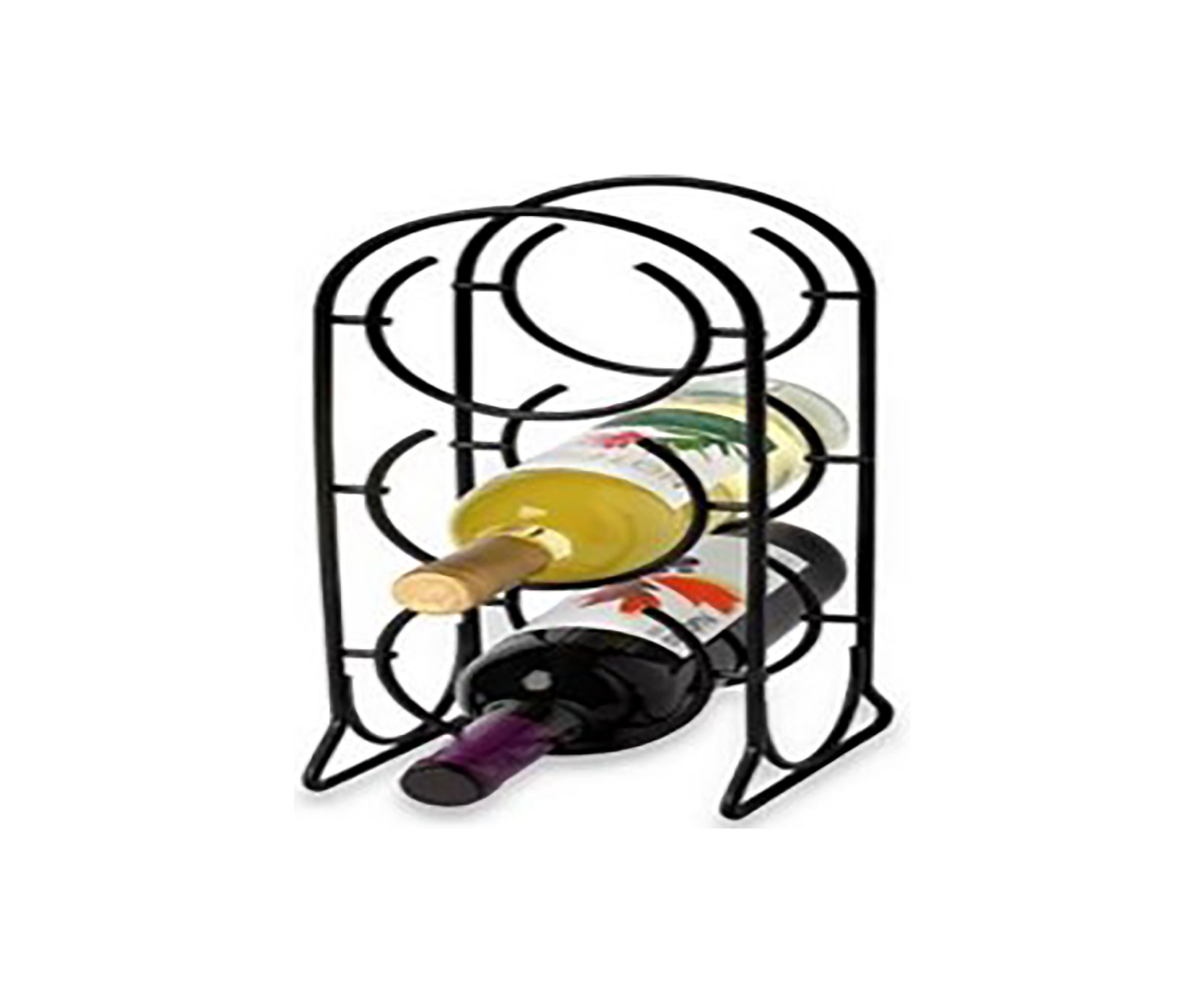 Black Metal 3 Bottle Wine Holder
