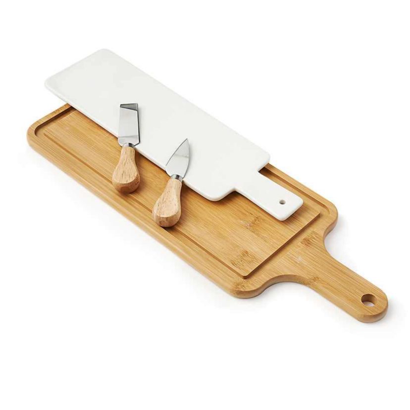 Jumelle Double Cheese Board Set with Cheese Knife