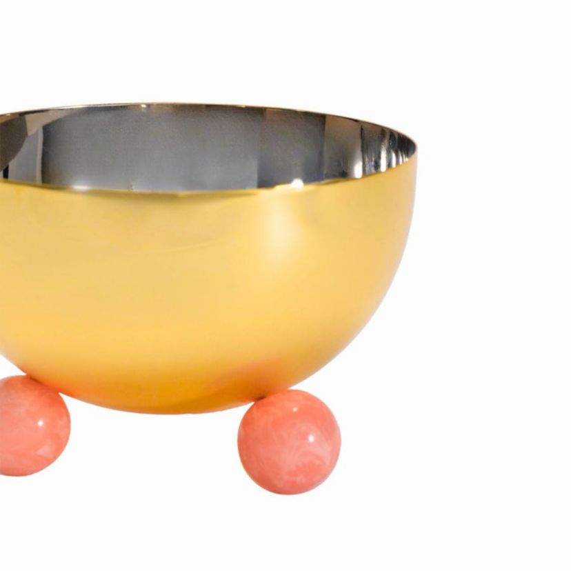 Temari Pink & Gold Footed Nut Bowl