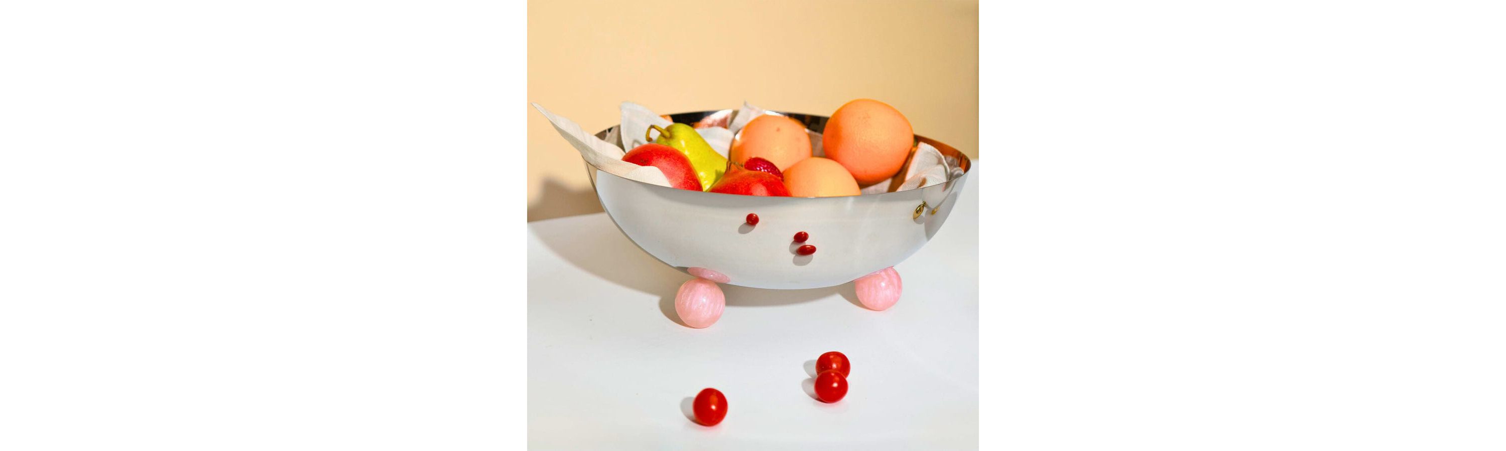 Temari Pink & Silver Footed Salad Serving Bowl