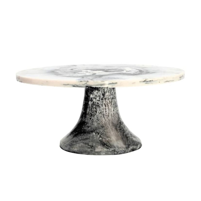 Lucente Black and White Resin Cake Stand