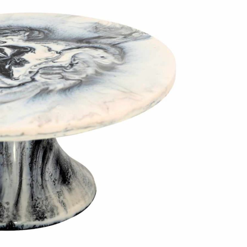 Lucente Black and White Resin Cake Stand
