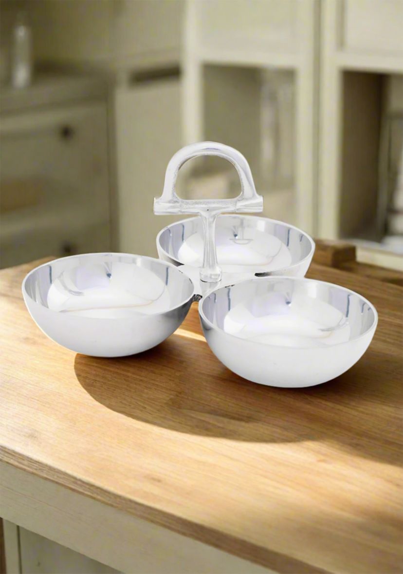 Equestrian Inspired Stainless Steel 3 Section Bowl