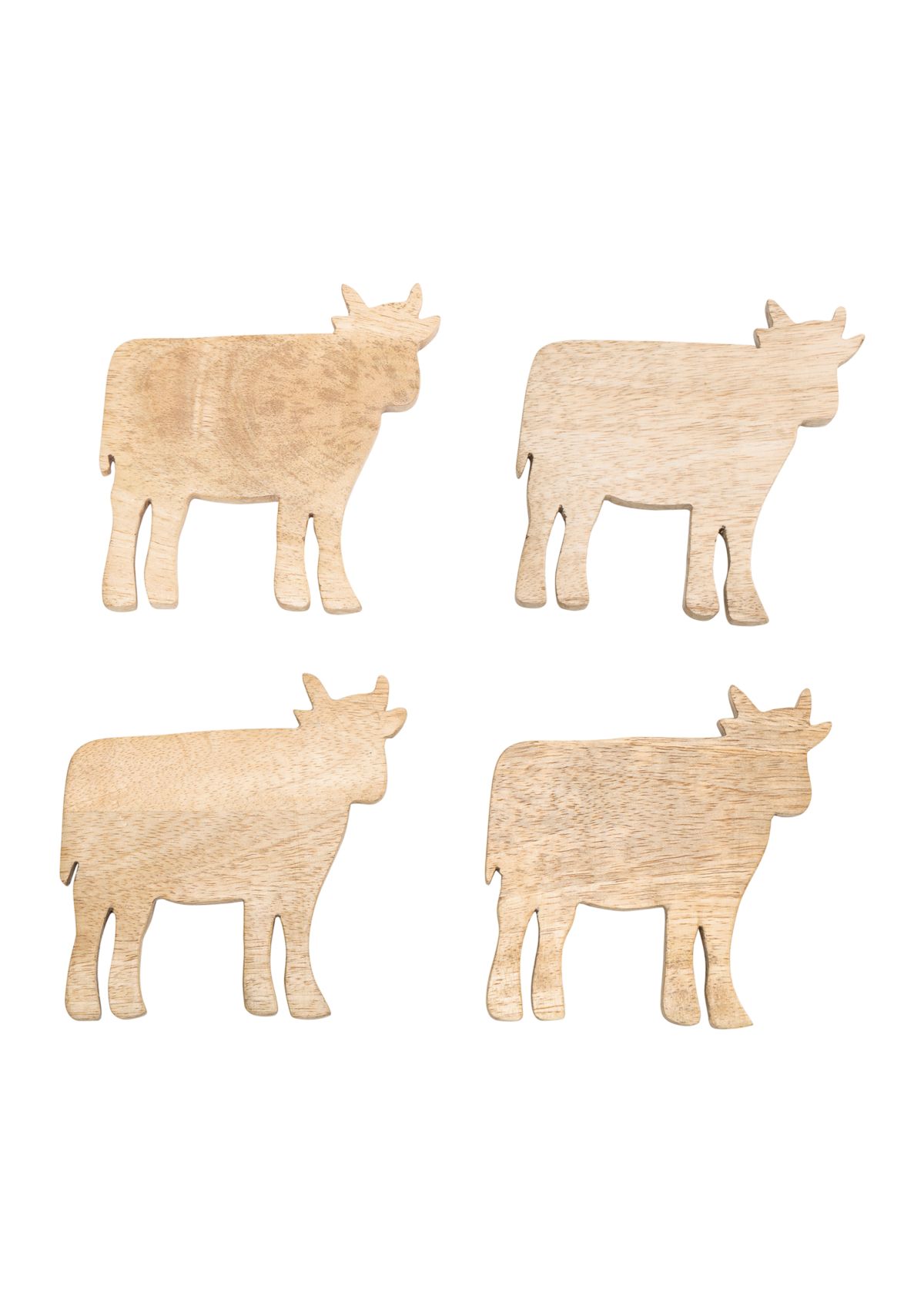 Set of 4 Cow Shaped Wooden Coasters