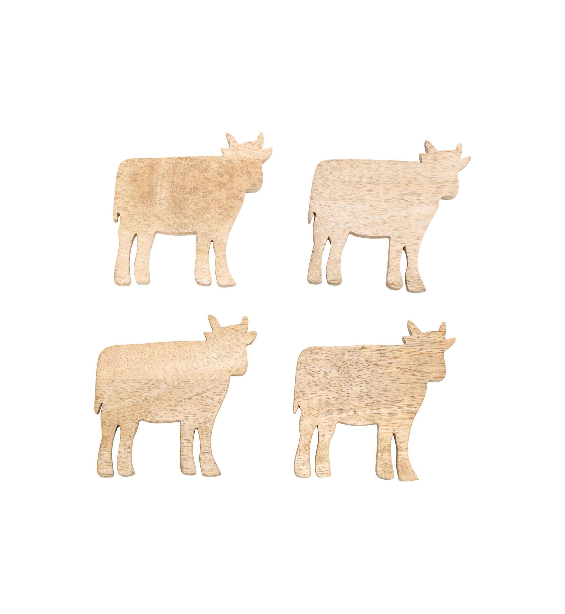 Set of 4 Cow Shaped Wooden Coasters
