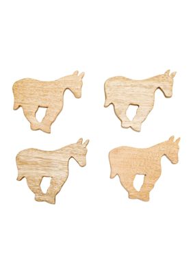 Godinger Horse Shaped Wooden Coasters - Set of 4