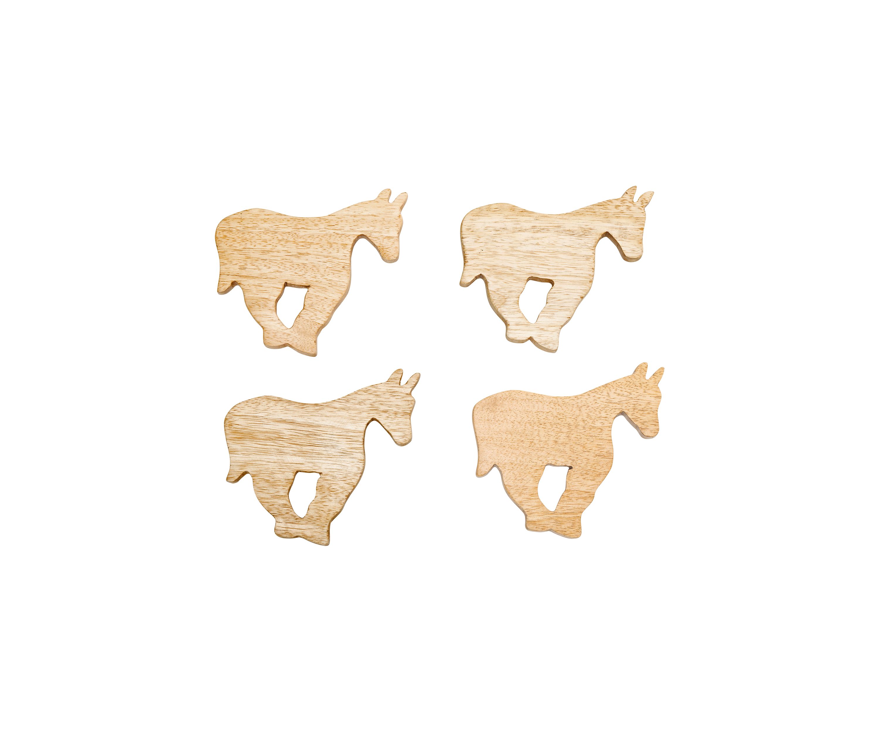 Horse Shaped Wooden Coasters - Set of 4