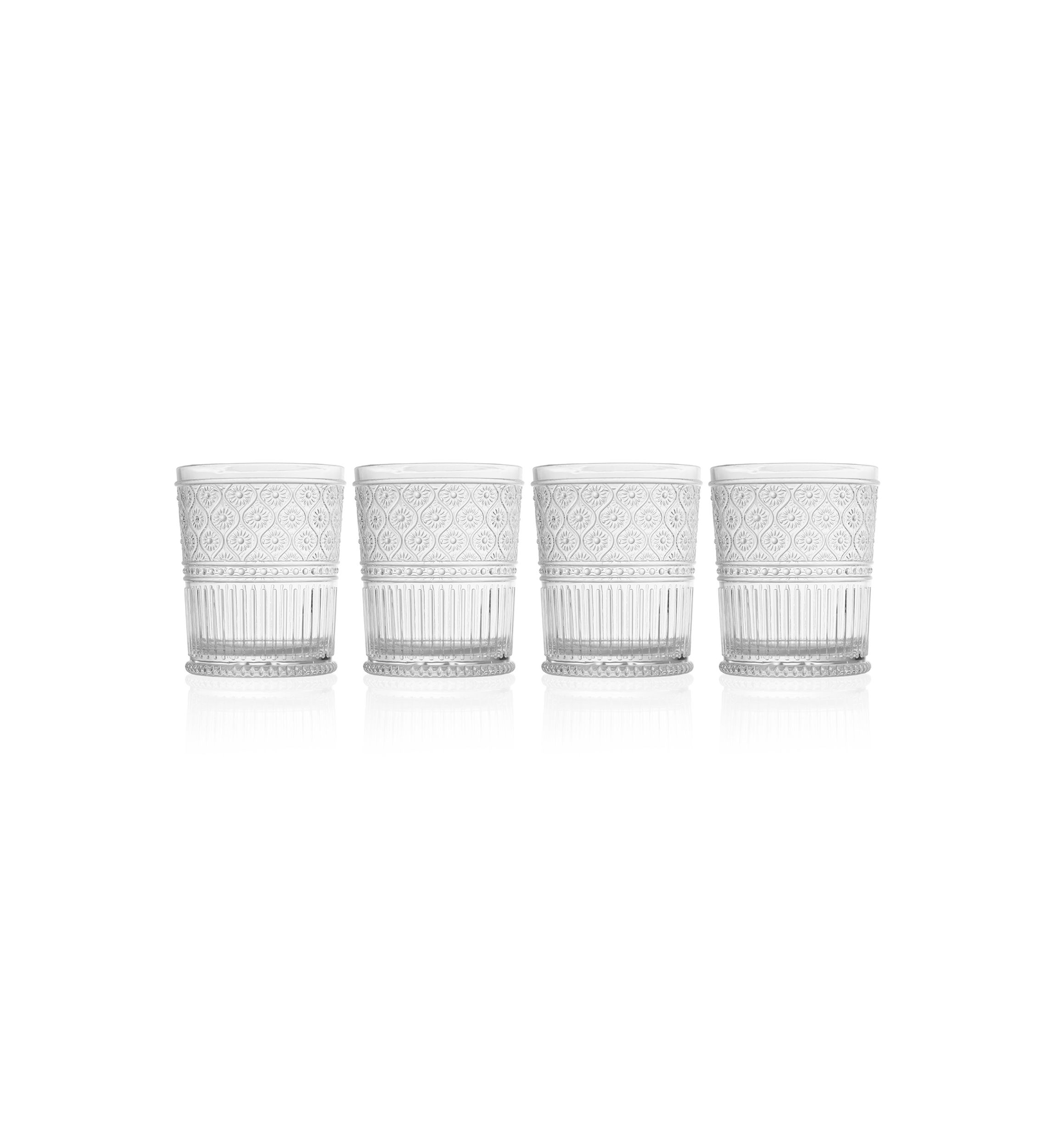 Set of 4 Claro Clear Acrylic Double Old Fashioned Glasses