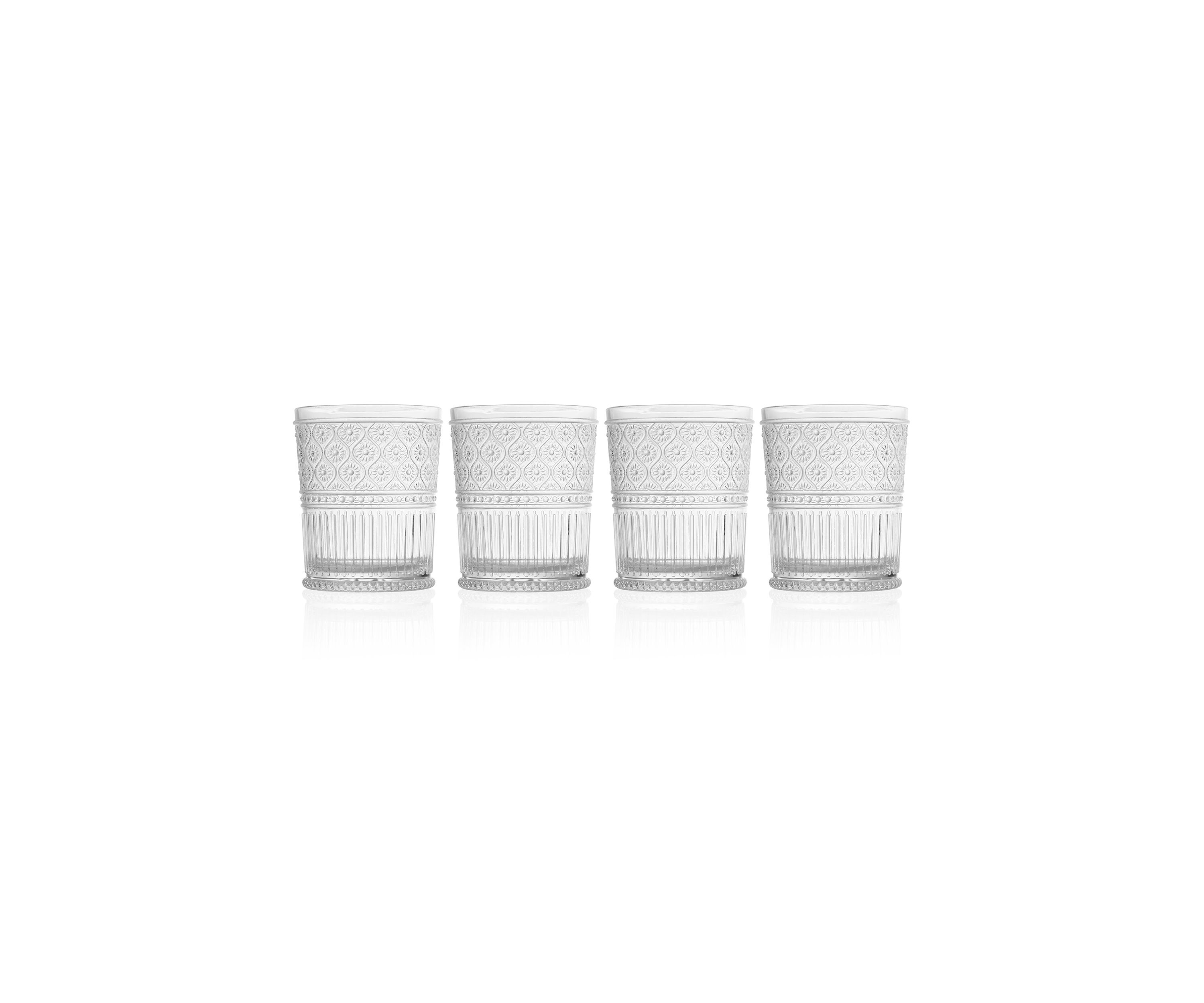 Set of 4 Claro Clear Acrylic Double Old Fashioned Glasses
