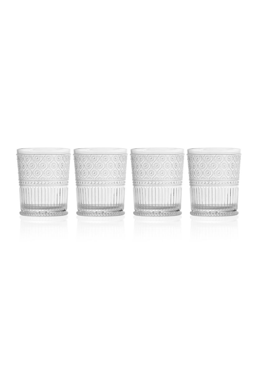 Set of 4 Claro Clear Acrylic Double Old Fashioned Glasses