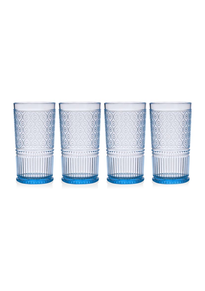 Claro Blue Acrylic Double Old Fashioned Glasses - Set of 4