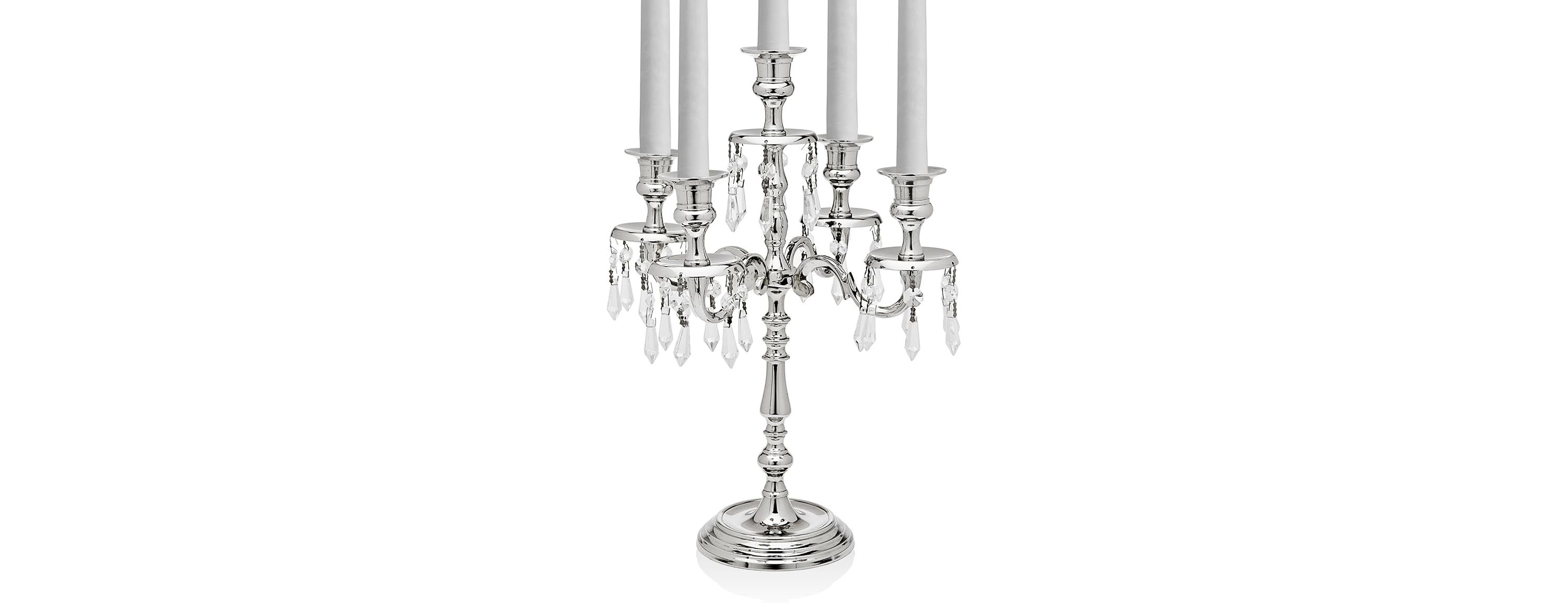 5 Light Candelabra With Hanging Crystal Drops