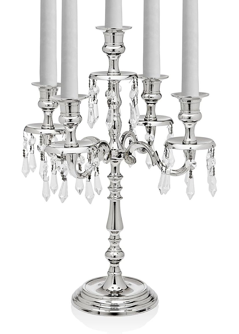 5 Light Candelabra With Hanging Crystal Drops