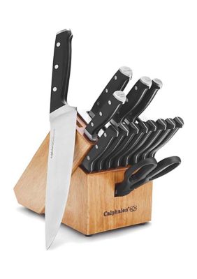 Classic Antimicrobial Self-Sharpening 15 Piece Cutlery Set, Knife Set with SharpIN Self-Sharpening Knife Block and Silver Shield Antimicrobial Knife Handles