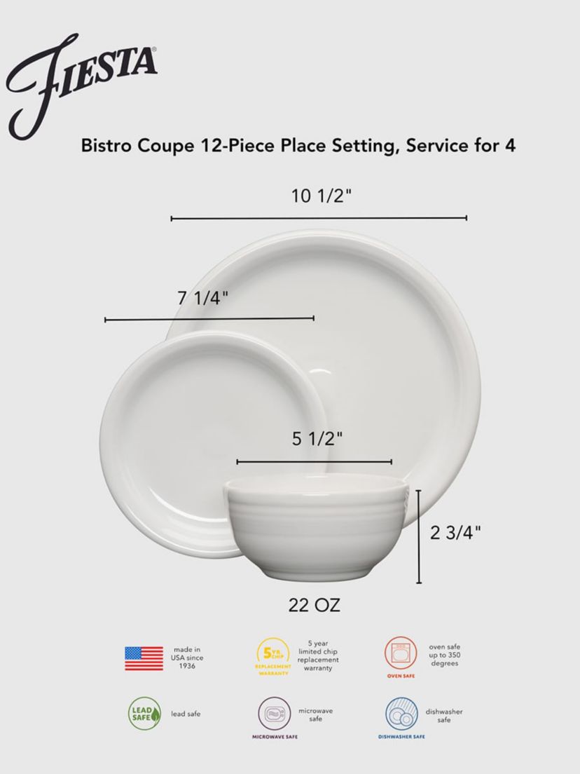 Fiesta BISTRO COUPE 12-PIECE DINNERWARE SET, SERVICE FOR 4