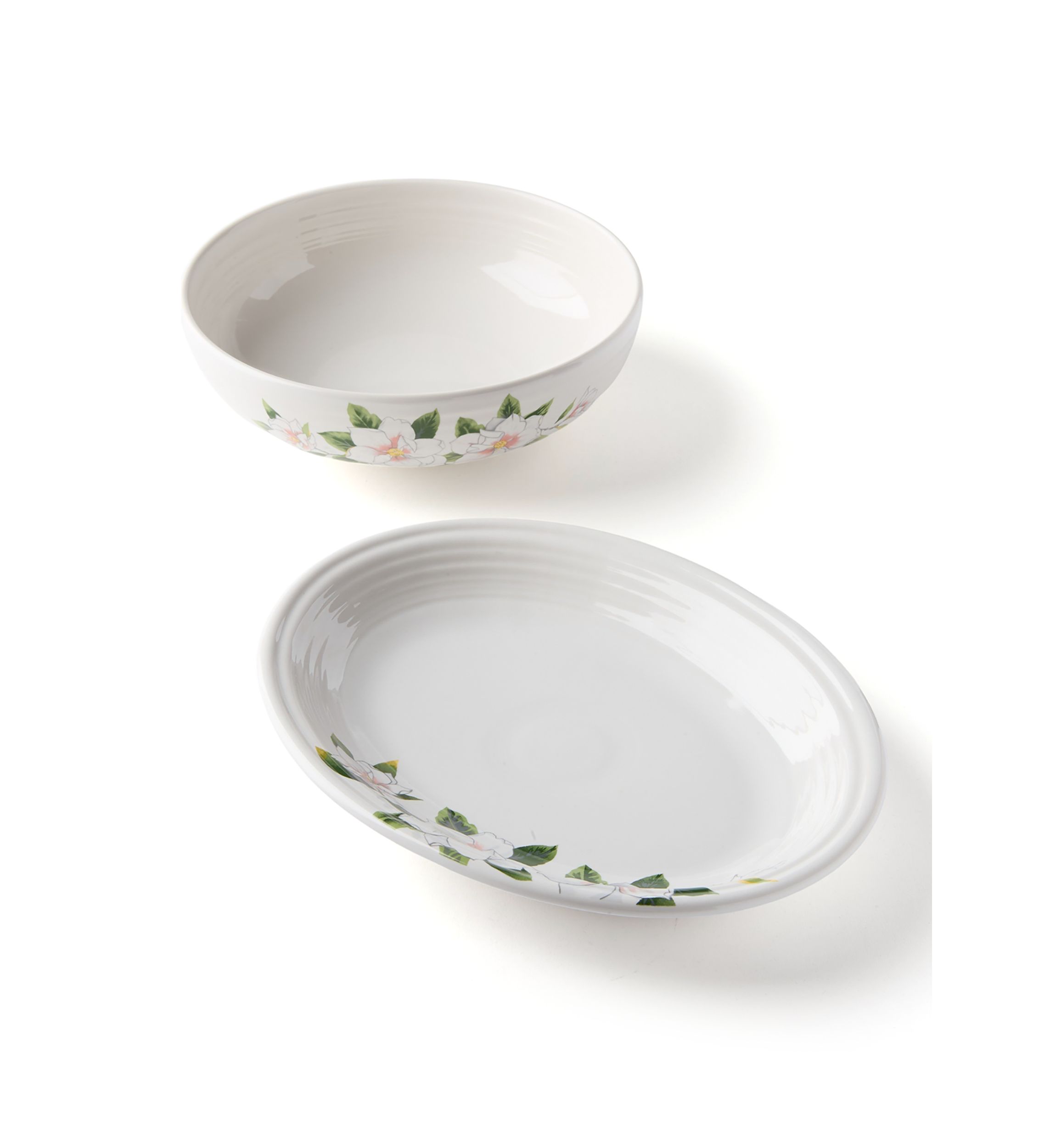Magnolia Decorated Serving Bowl
