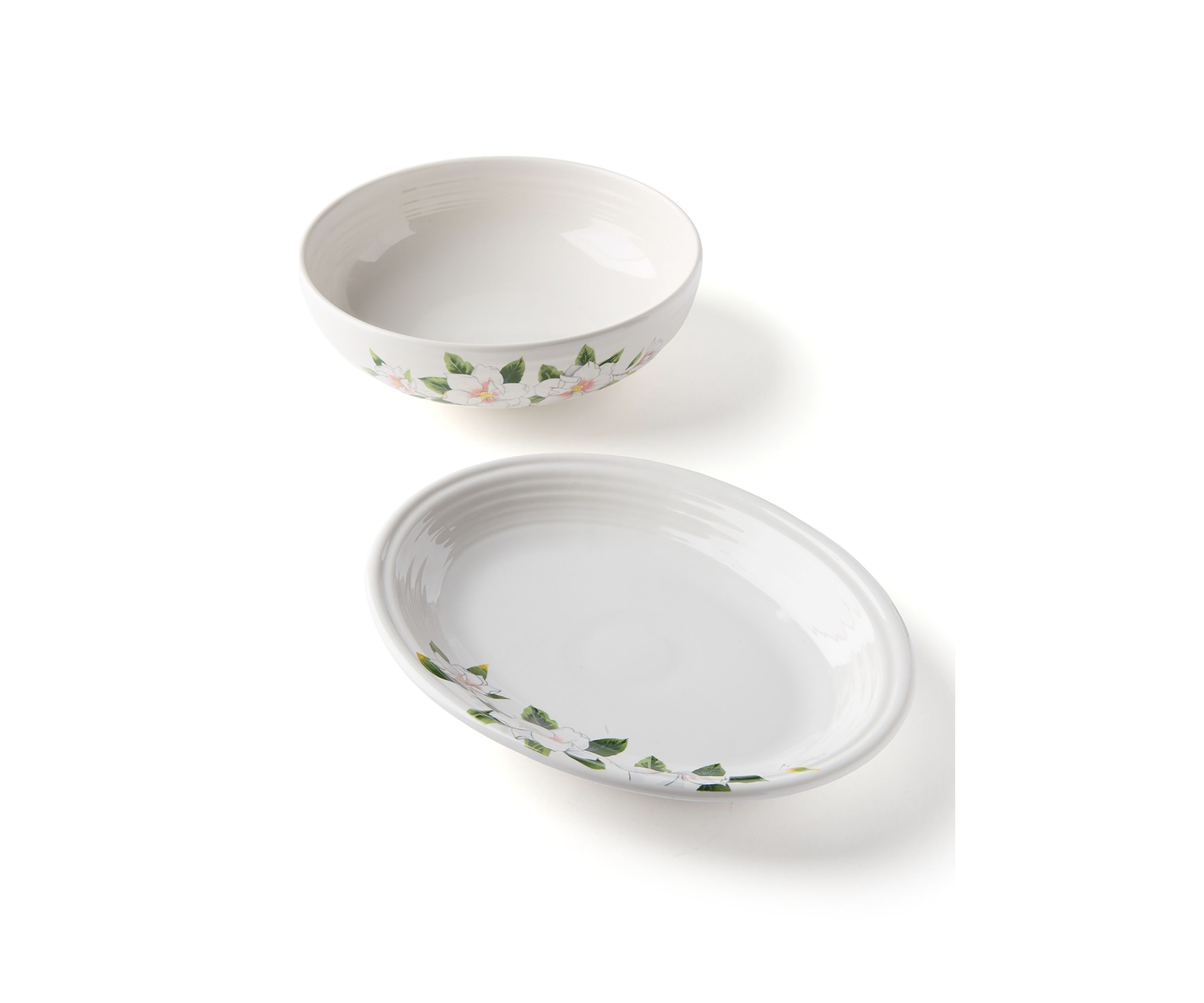 Magnolia Decorated Serving Bowl