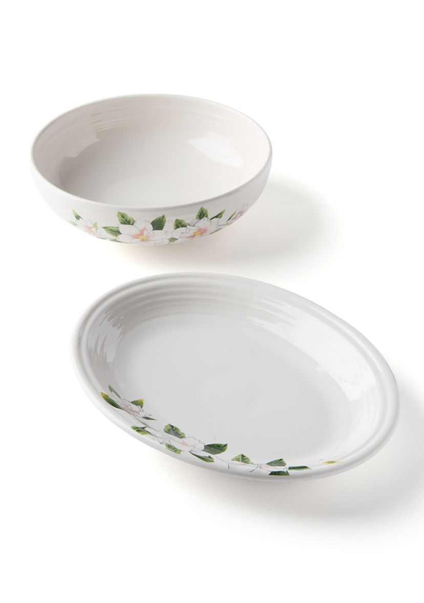 Magnolia Decorated Serving Bowl