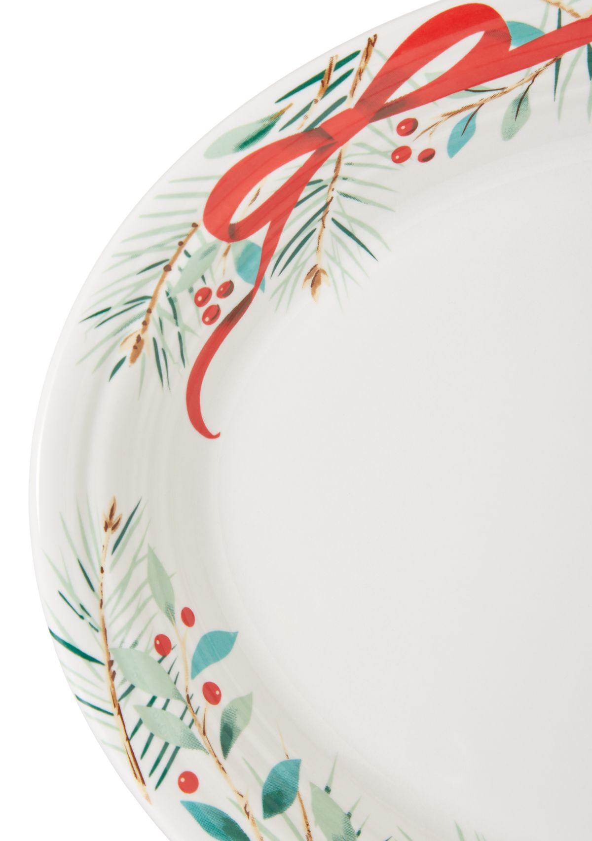 Holly Berry Christmas Garland Large Oval Serving Platter