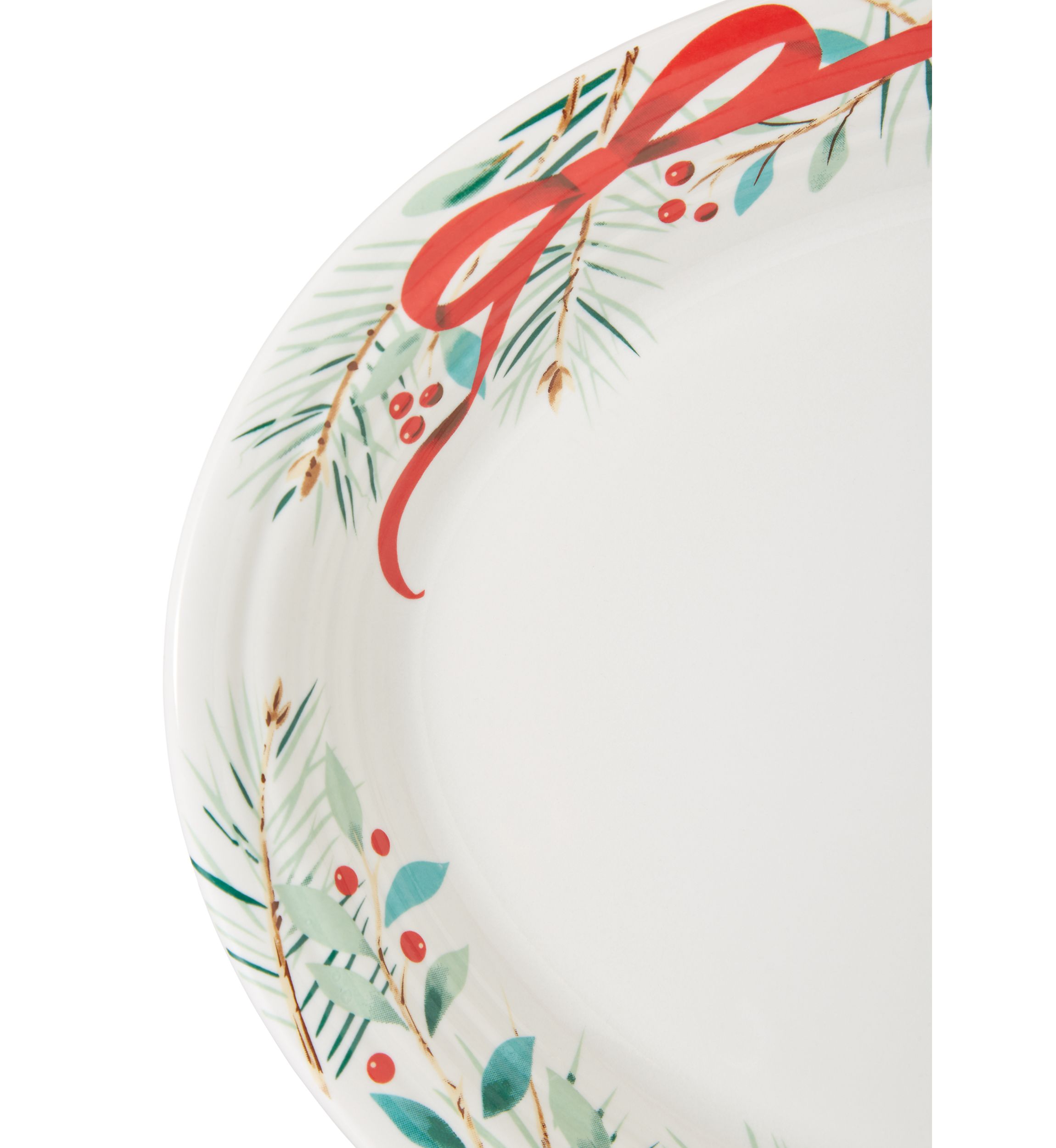 Holly Berry Christmas Garland Large Oval Serving Platter