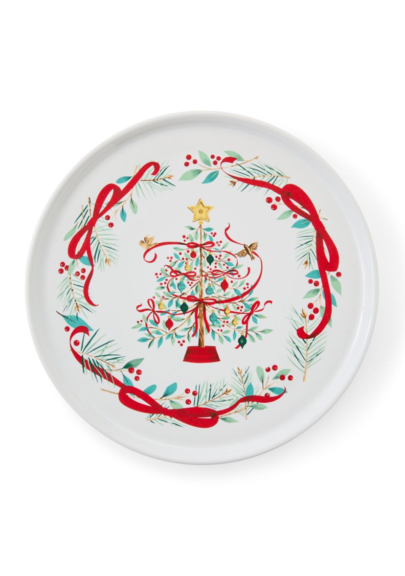 Holly Berry Christmas Tree Serving Platter
