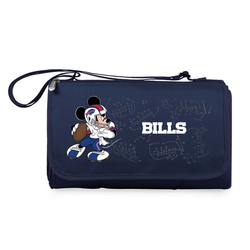Buffalo Bills - Mickey Mouse - Blanket Tote Outdoor Picnic Blanket, (Black with Black Exterior)
