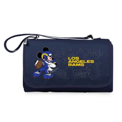 Oniva Los Angeles Rams - Mickey Mouse - Blanket Tote Outdoor Picnic Blanket, (Black with Black Exterior), Blue