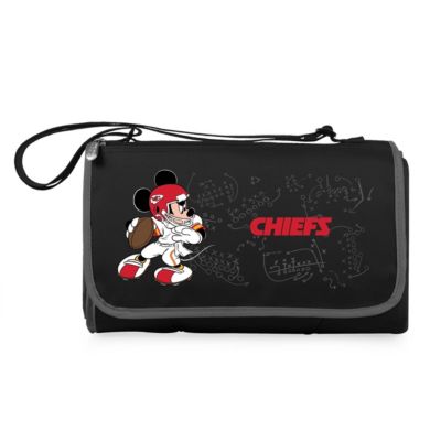Oniva Kansas City Chiefs - Mickey Mouse - Blanket Tote Outdoor Picnic Blanket, (Black with Black Exterior)