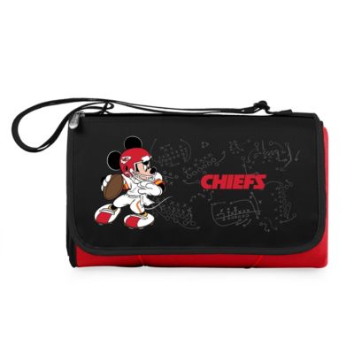 Oniva Kansas City Chiefs - Mickey Mouse - Blanket Tote Outdoor Picnic Blanket, (Black with Black Exterior), Red