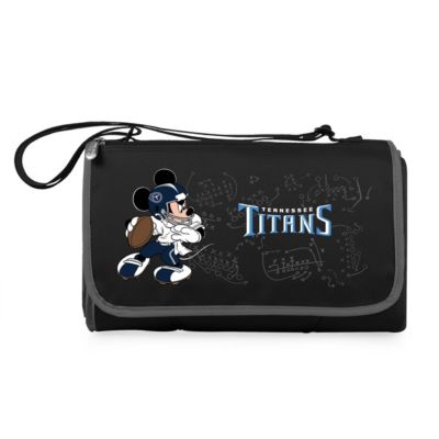 Tennessee Titans - Mickey Mouse Blanket Tote Outdoor Picnic Blanket, (Black with Black Exterior)