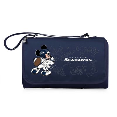 Oniva Seattle Seahawks - Mickey Mouse - Blanket Tote Outdoor Picnic Blanket, (Black with Black Exterior), Blue