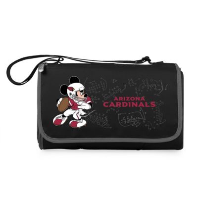 Oniva Arizona Cardinals - Mickey Mouse - Blanket Tote Outdoor Picnic Blanket, (Black with Black Exterior)