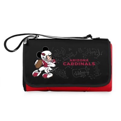 Oniva Arizona Cardinals - Mickey Mouse - Blanket Tote Outdoor Picnic Blanket, (Black with Black Exterior), Red