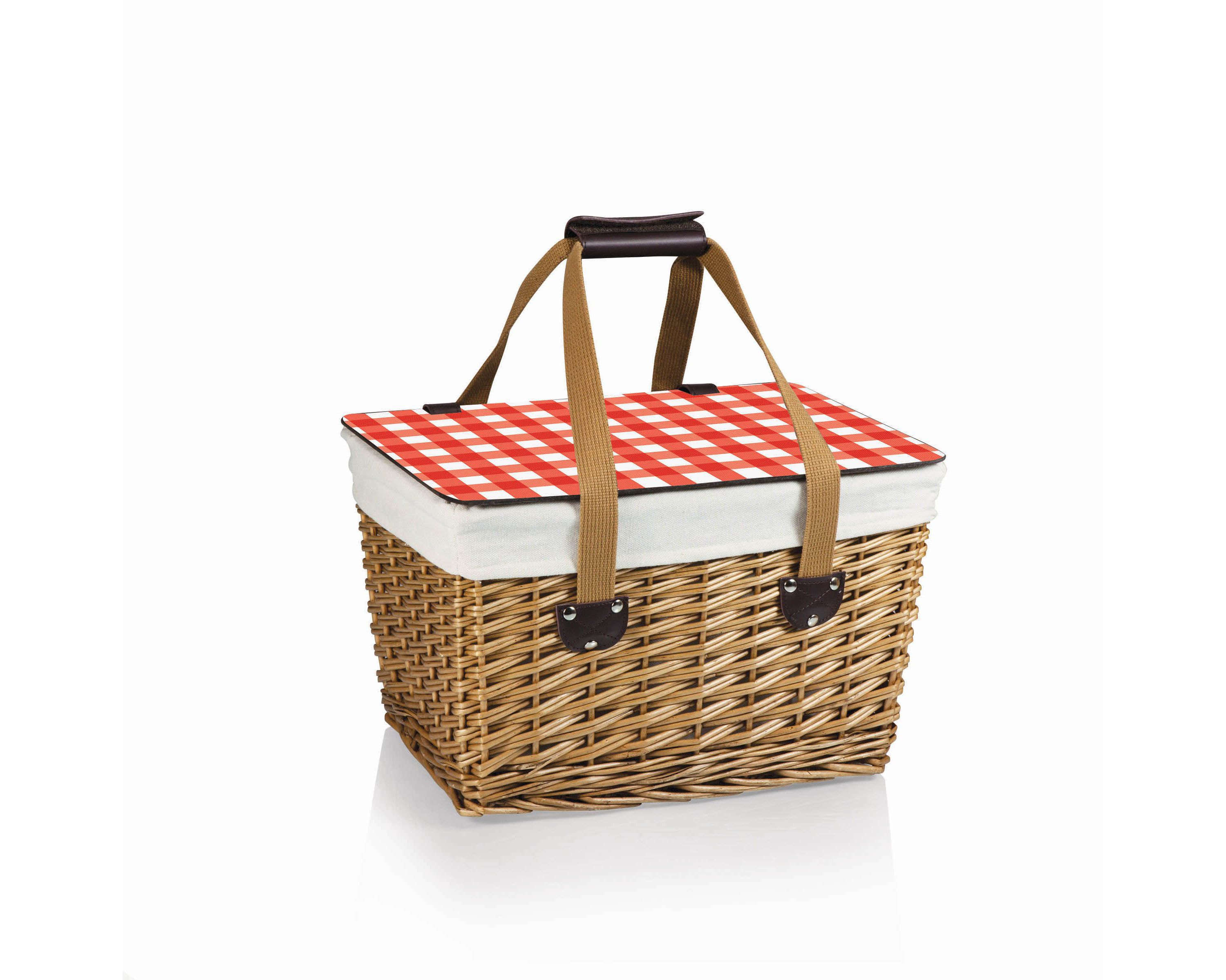 Canasta Wicker Basket, (Beige Canvas with Brown Lid)